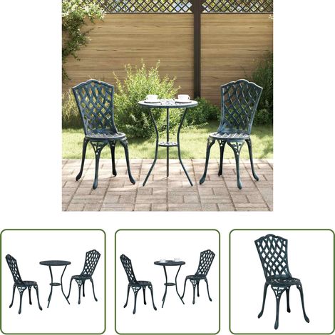 vidaXL Gartenmöbel - Garten Bistro Set 3 pcs Grün Aluminium (1/5)