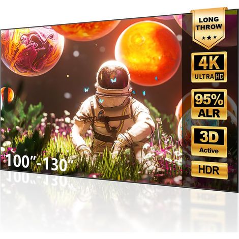 Écran ALR 95% Rejet de la Lumière Ambiante, pour Vidéoprojecteur Standard (Non Ultra Courte Focale), Cadre Fixe, 4K/8K UHD, Montage Mural, 100 Pouces (1/5)