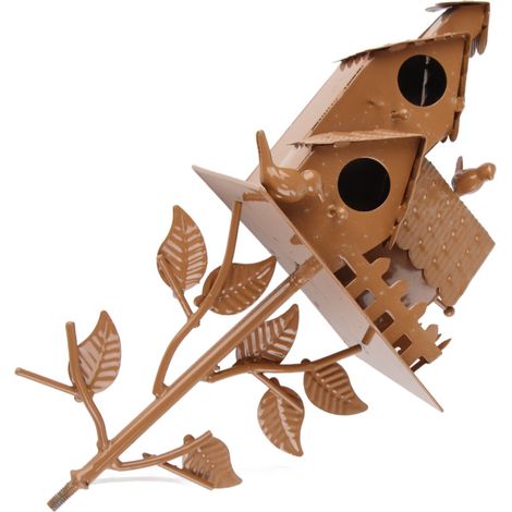 Vogelhaus aus Metall mit dekorativem, rustikalem Sockel für den Garten, 40 cm, einfache Montage ohne Werkzeug, ideales Geschenk. (1/5)