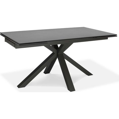 Tavolo Allungabile 160/240x90x76 cm in Metallo con Top Ceramica su Vetro Grigio (1/4)