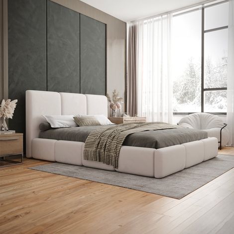 Lit coffre 160x200 sommier inclus Alto Blanc cassé (1/5)