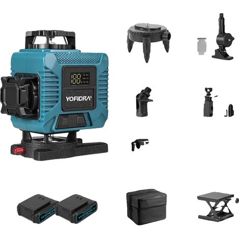 Niveau Laser, 16 Lignes, Contrôle à Distance par Application, 2 Ensemble de Batteries (1/2)