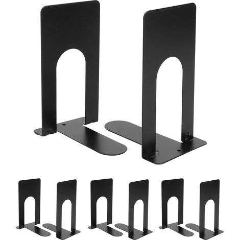 4 Paires Serre-Livres pour étagères, Serre Livres métal, Noir, 130mm, pour Bureau, Livres de bibliothèque, Fournitures Scolaires (1/3)