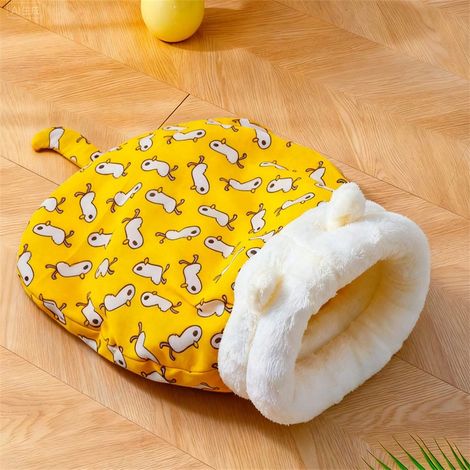 Sacos de Dodo pour Chat & Petit Chien, 55x45cm, Sac de Dodo Épais en Velours Chauffant, Conception Semi-Fermée pour Isolation Thermique en Hiver (1/5)