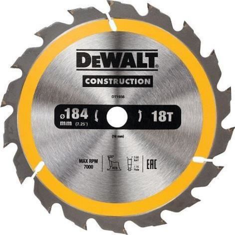 Lame De Scie Circulaire - 184 mm - Alésage 16 mm - 18 Dents ATB - Pour Bois Et Chantier - 1 Pièce