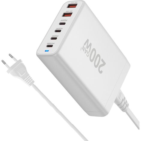 Chargeur GaN PD 200 W, chargeur de bureau multiport 200 W (4C2A), chargeur direct GaN(N148) (1/5)