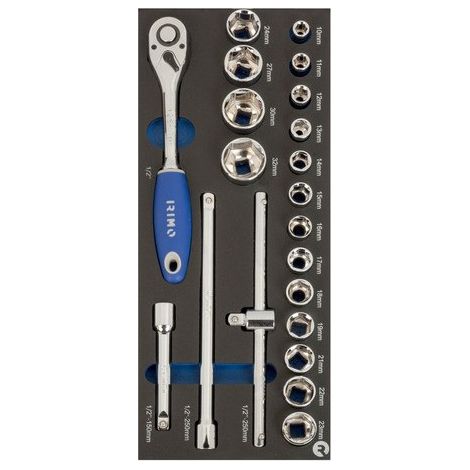IRIMO - Module mousse 1/3 Douilles 1/2" - 21 pièces