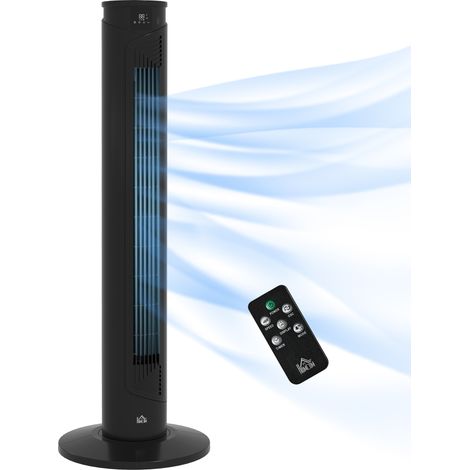 Ventilateur colonne avec télécommande – Minuterie 12 h – Mode veille – 3 vitesses – Oscillation 70° – Noir