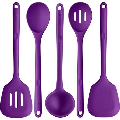 5-teiliges Silikon Küchenhelfer-Set, 315℃ hitzebeständig, Lila
