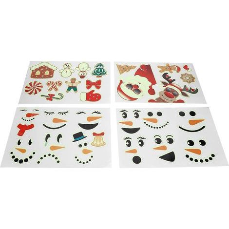 Lot de 4 autocollants décoratifs lumineux Père Noël, bonhomme de neige et élan pour murs et portes, déco de Noël à faire soi-même (1/5)