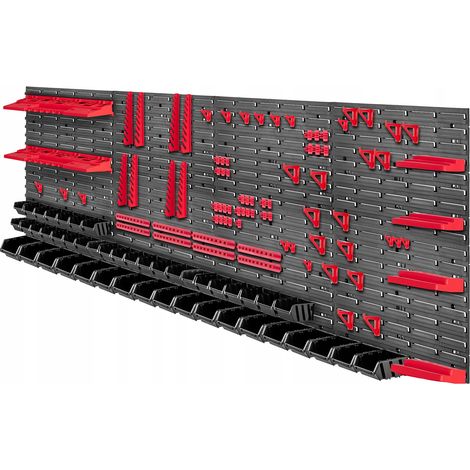 KADAX Werkzeugwandregal, aus Kunststoff, Rot&Schwarz, 232 x 78 cm, 132 tlg