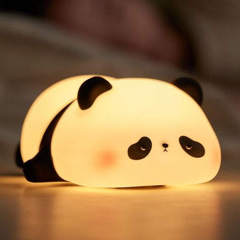 Veilleuse Panda pour enfants, 3 modes d'éclairage, intensité réglable, minuterie, commande tactile, veilleuse en silicone pour bébés, rechargeable par USB, veilleuse décorative et mignonne pour la cha