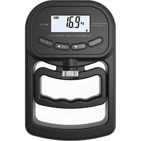 Dynamomètre à Main, Entraîneur de Force de Préhension, Testeur Électronique de Force de Préhension, Renforcement de la Préhension, 265 Lb/120 Kg, Noir (1/5)