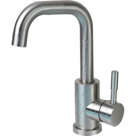 Mitigeur pour vasque, inox 304, nickel brossé, rotation 360° (1/5)