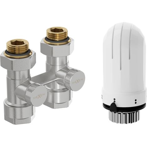 Mexen G03 set termostatico a due tubi DN50, dritto 1/2"x16 mm, nichel - W912-016-938-01 (1/2)