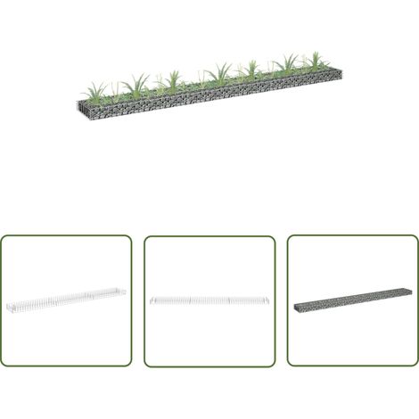 The Living Store Lit surélevé à gabion Acier galvanisé 270x30x10 cm - Jardinière À Gabion - Bordure De Jardin - Bac De Plantation Surélevé - Décoration Extérieure - Pot De Fleurs Extérieur (1/5)