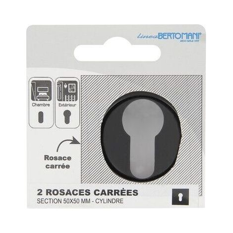 Lot de 2 rosaces, LINEA BERTOMANI, trou de cylindre Wagram zamak D3, noir mat