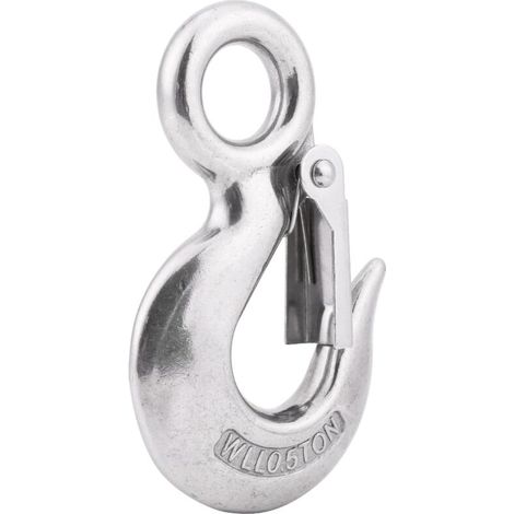 Runder Ösenkarabiner, runder Schnapphaken, Edelstahl-Karabinerhaken. Originaler drehbarer Rundösenkarabiner (90 mm/0,5 T).