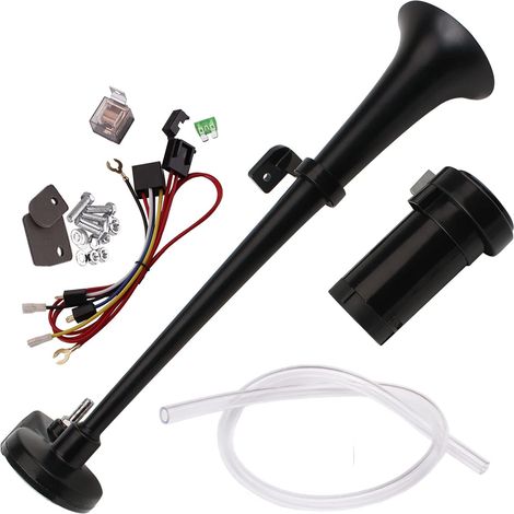Klaxon à air comprimé 12 V 150 dB pour camion, 45 cm, avec compresseur, pour voitures, camions, bateaux, motos, trains et TGV (1/5)