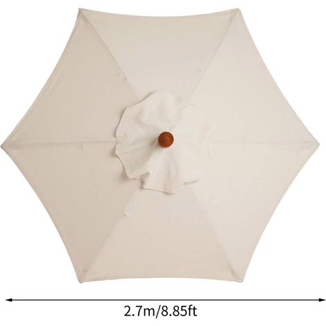 UV-beständiges und wasserdichtes Sonnenschirmdach, geeignet für Gärten und Strände, 270 cm, beige, 6 Streben. (1/4)