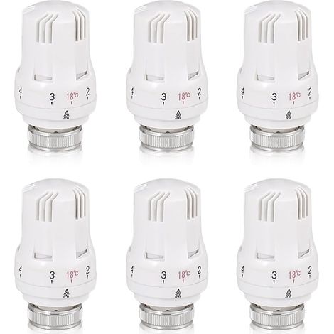 Tête Thermostatique de Radiateur - 6 Pièces, M30 X 1,5 pour Maison et Bureau (1/4)