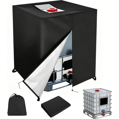 Bâche pour conteneur IBC 1000L, bâche 420d avec sac de rangement, imperméable, coupe-vent et résistante aux UV, pour réservoirs d'eau et de récupération d'eau de pluie.
