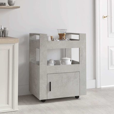 vidaXL Chariot de cuisine Gris béton 60x45x80 cm Bois d'ingénierie (1/5)