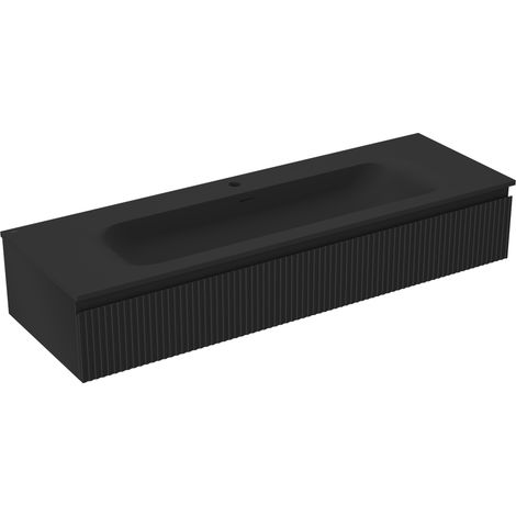 Mexen Rivel gabinete de ba帽o 140 cm con lavabo Vela, 1 caj贸n, ranurado, negro mate - 91A20-14023-1-BF71-W23M71 (1/5)