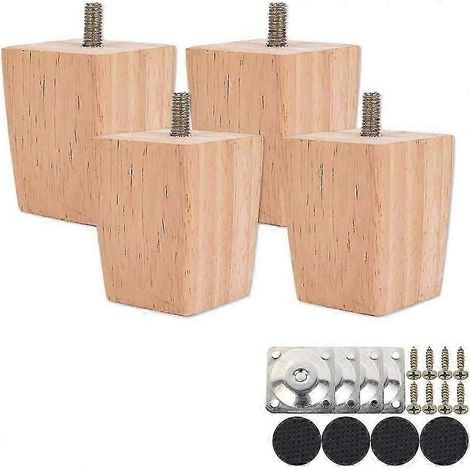 Pieds de canapé hauts, pieds de meubles en bois, ensemble de 4 pieds de canapé en bois massif pour remplacer les accoudoirs, les pieds de chaise et les pieds d'armoire. (1/5)