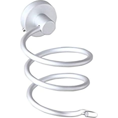 Supporto per asciugacapelli, bianco opaco, da parete, porta asciugacapelli per bagno, accessorio da bagno con design con foro preforato, supporto per asciugacapelli, da parete. (1/5)
