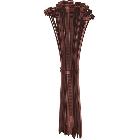100 colliers de serrage 200 x 3,6 mm brun, résistants à la température, fixation solide, pour jardin garage maison (1/4)
