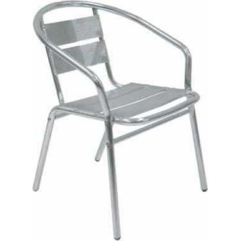 Sedia poltrona in alluminio cm 54x59x74 con braccioli e schienale a doppia fascia per bar pub giardino