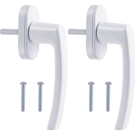 Lot de 2 Poignées de Fenêtre en Aluminium - Poignées Pratiques, Design Moderne, Installation Facile, Couleur Blanche (1/4)