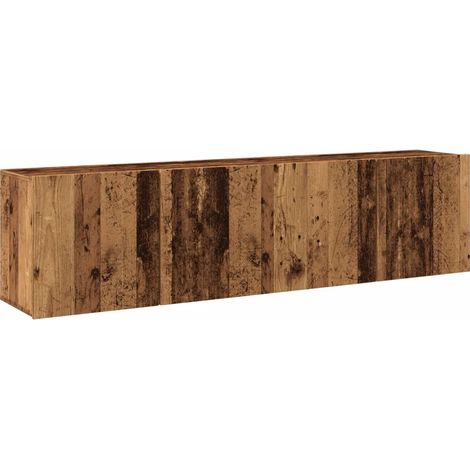 Lot de 2 meubles TV muraux tendance avec grand espace de rangement 80 x 30 x 41 cm en bois d'ingénierie vieux bois