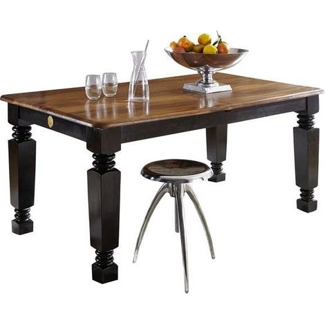 Esstisch mit Auszug Sheesham 140-180x90x76 schwarz/braun lackiert NEW BOSTON 151