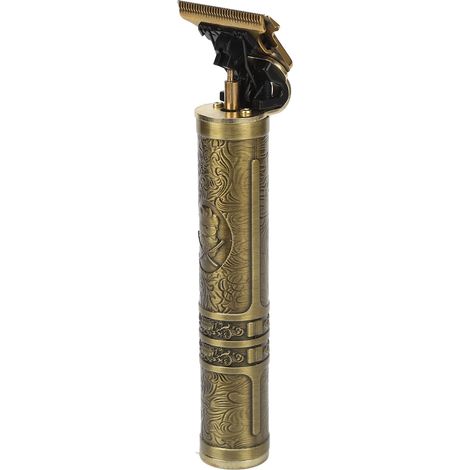 Tondeuse à cheveux électrique professionnelle vintage dorée gravée pour salon de coiffure (1/5)
