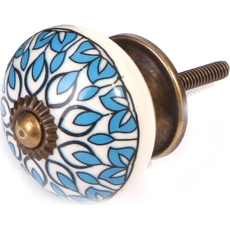 Bouton de meuble en grès à motif Paon Modèle 4 (1/2)