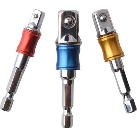 Adaptateur Douille - 1/4 Pouces 65 Mm - 3/8 Pouces 65 Mm - 1/2 Pouces 73 Mm - Pour Perceuse Visseuse - Ensemble de 3 Pièces (1/3)