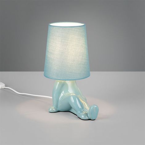 Lampe de table art déco bleue en céramique avec abat-jour E14 10W HUMA (1/3)