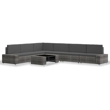 Maison Exclusive - 7-tlg. Garten-Lounge-Set Poly Rattan Grau