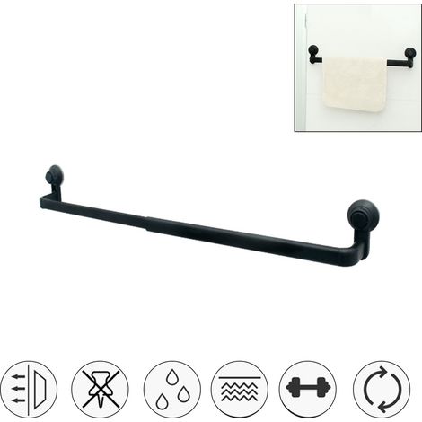 boîte de rangement-Porte-serviettes extensible avec ventouse puissante - Noir - ABS - 82cm max - Support 8KG (1/4)