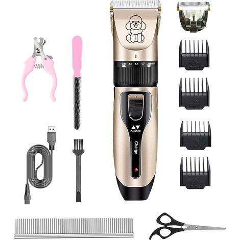 Tondeuse Chien Professionnel Poil Long Epais Animal Silencieux Rechargeable Electrique Tondeuse pour Chien et Chat Dog Clipper Kit (1/4)