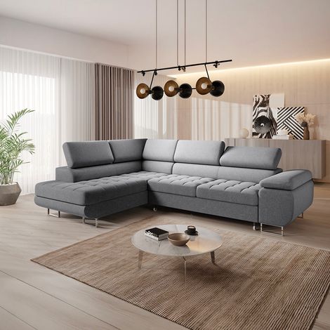 Canapé d'angle convertible gauche 4 places Eden Gris anthracite (1/5)