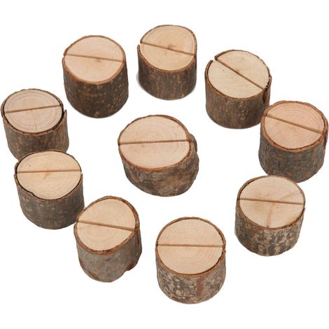 Soporte de madera para números de mesa, portafotos, estilo rústico, madera natural, portatarjetas de notas, ranura angular para tarjetas, fiesta de bodas