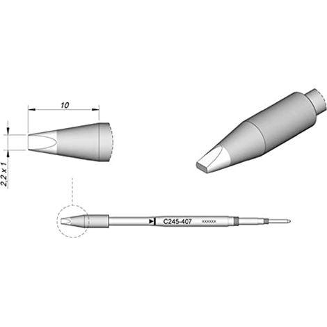 JBC C245407 punta de hierro de soldar cincel 1.0 mm metal