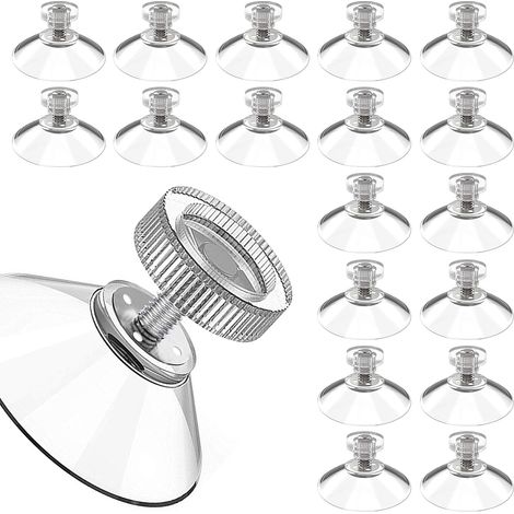 Packung mit 20 Saugnäpfen, 30 mm Durchmesser, mit M5-Gewinde (7 mm Länge) und transparenten Rändelmuttern Saugnäpfe für Glas, Fenster und Badezimmer bohrfreie Montage
