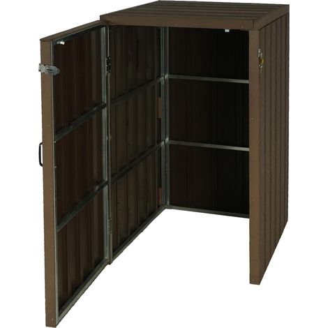 Copribidone box spazzatura rifiuti HHG-004 Premium 87x68x117cm acciaio WPC marrone