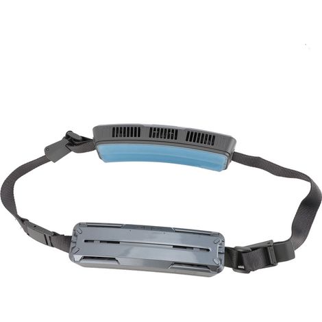 Ventilateur de taille portable à double ventilation avec ceinture ajustable, 6500 tr/min, mains libres et rechargeable, idéal pour les voyages, le camping et la pêche (gris sidéral). (1/5)