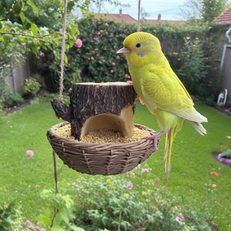 Mangeoire Pour Oiseaux - Boîte À Nid En Résine Forme De Souche D'Arbre - Décoration Extérieure Pour Jardin Et Habitat Naturel - 1 Pièce (1/5)