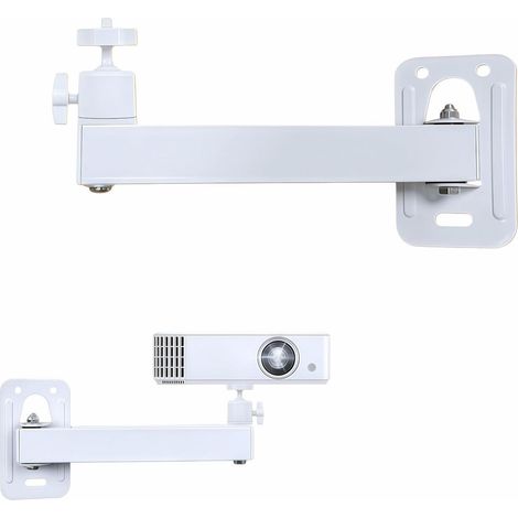 Support Mural pour Projecteur, Support Projecteur Réglable Pivotant à 360°, Métallique avec Interface Filetée 1/4 Pouce, Plafond Vidéoprojecteur Cinéma Maison, Salle De Jeux, Bureau, Blanc (1/5)